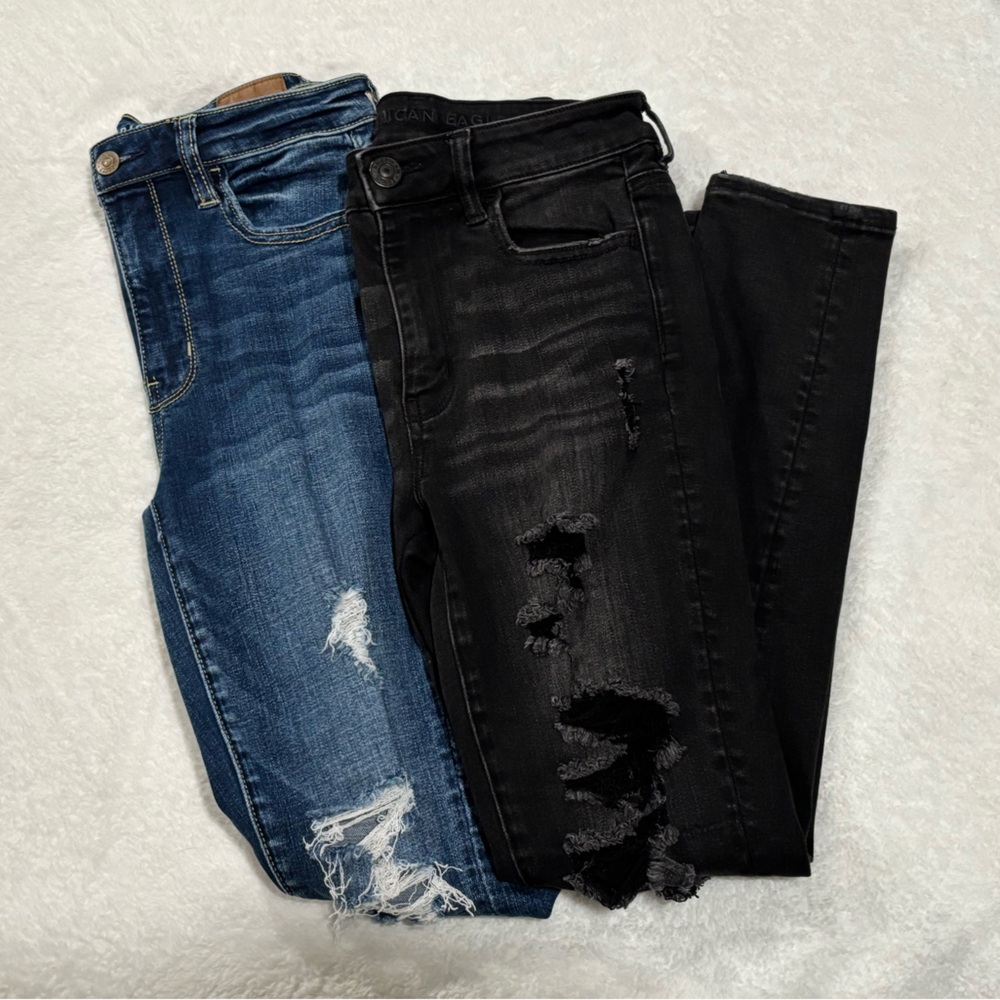 American Eagle Outfitters Blue and Black Skinny Jeans Bundle